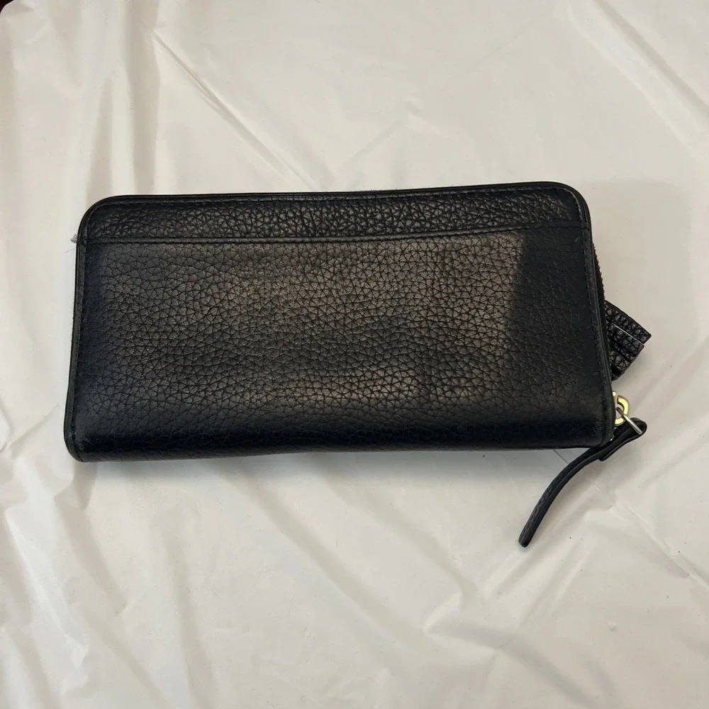 Kate Spade New York Wallet‎ Chester Street Neda Pebbled Zip Leather Black FAIR